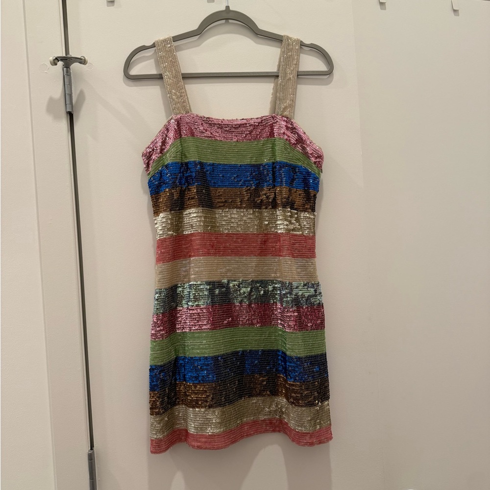 NWT Anthropologie Shimmer Striped Mini Dress